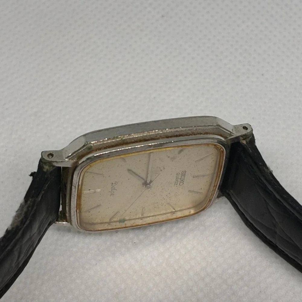 Seiko Dolce 9531-5000 Men Watch Textured Dial Two Tone Tank- RUNNING!